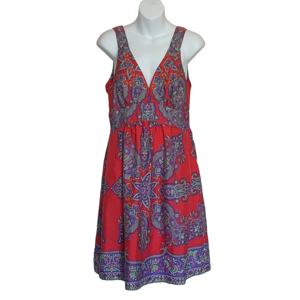 Tibi Silk Red Patterned Dress Size 10